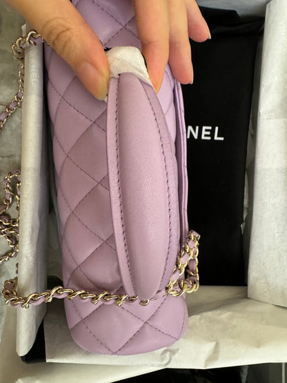 CHANEL mini cf with top handle 粉紫色 24P