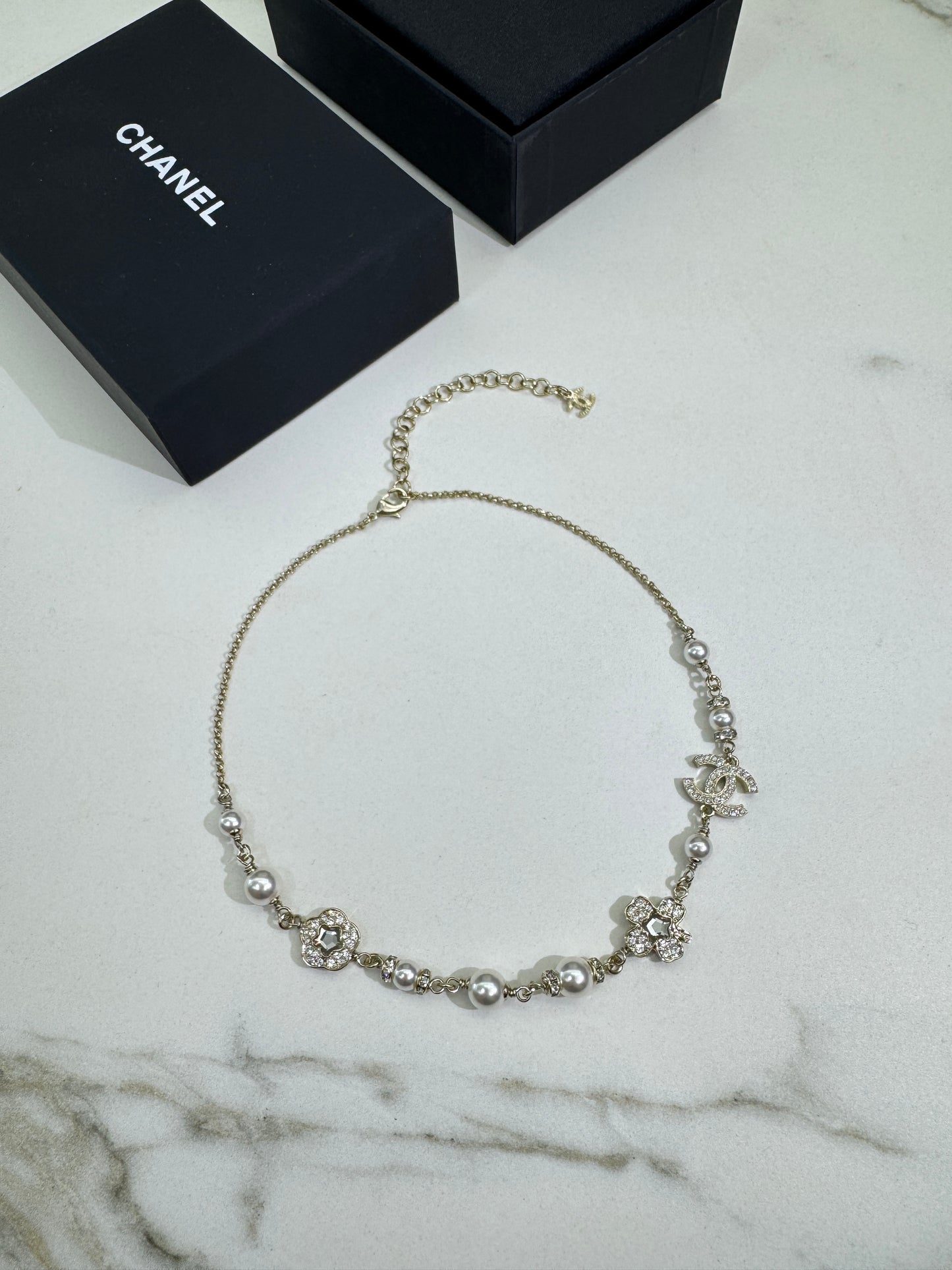 CHANEL 25P 四葉草珍珠項鏈