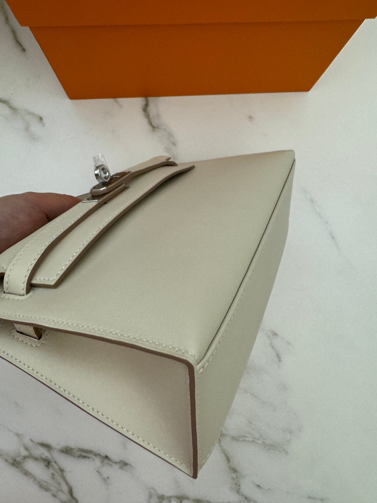 HERMES Mini Kelly I 奶昔白銀扣 Kelly 一代 Kelly Pochette