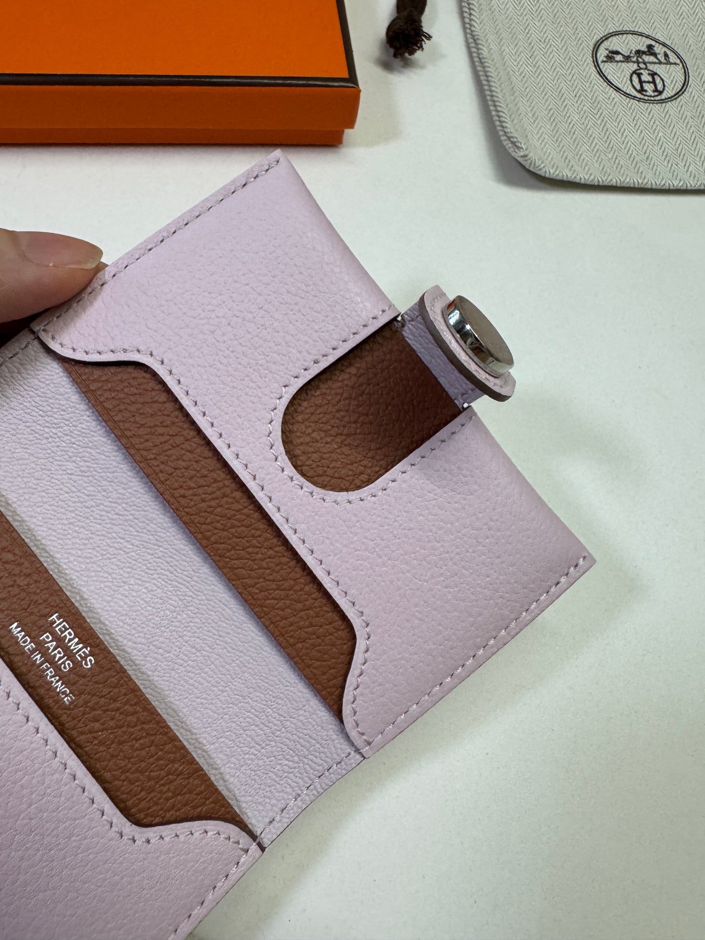 HERMES R.M.S. Cardholder 夢幻紫拼金棕 Evergrain小牛皮