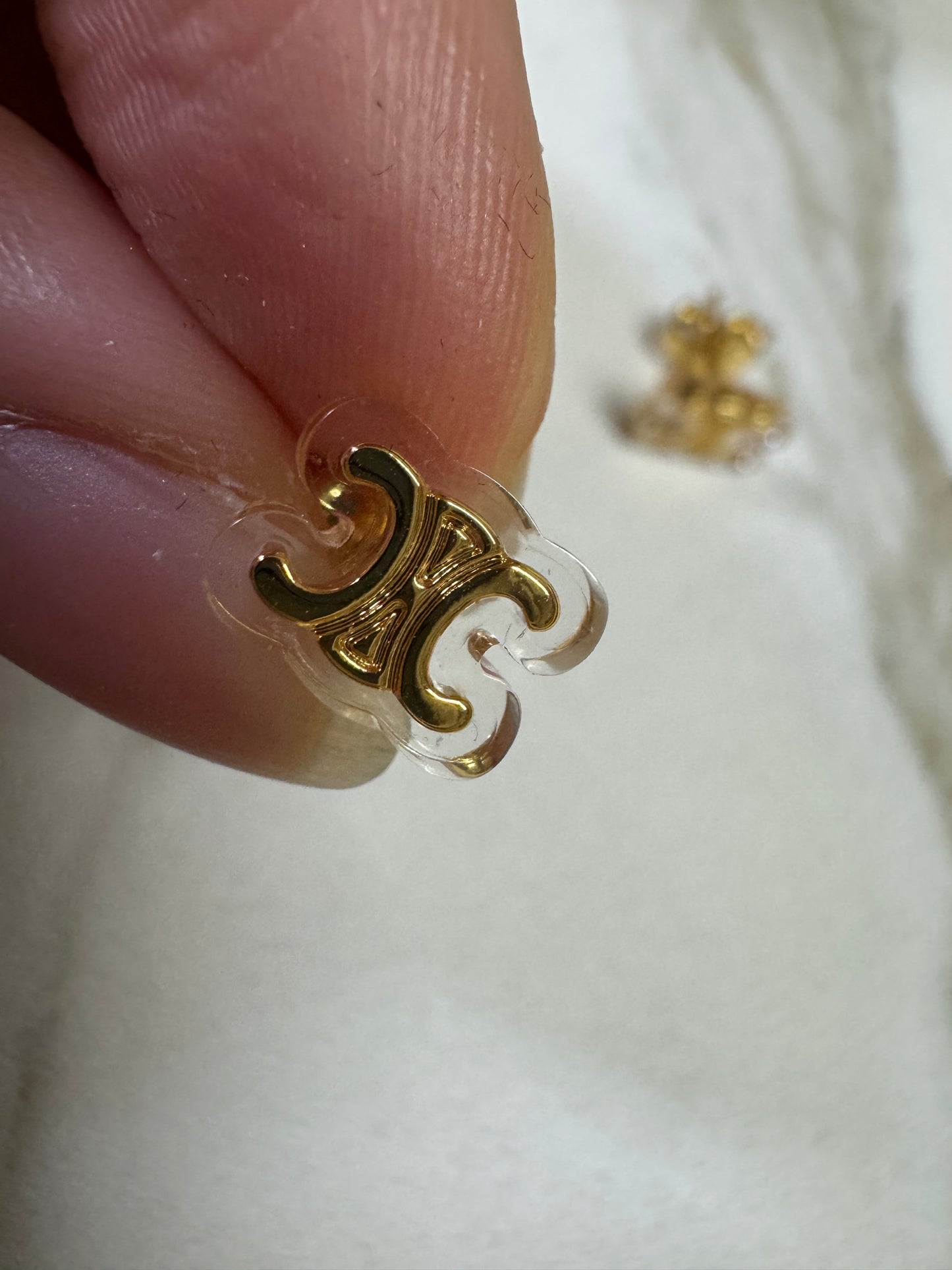 CELINE 凱旋門 透明耳環