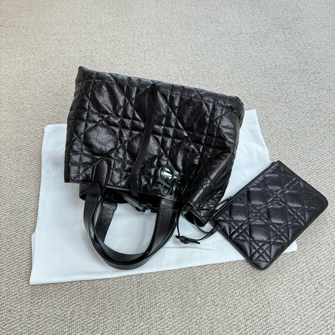 DIOR Toujours 皺褶牛皮 磨砂黑