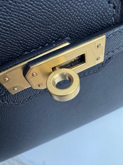 HERMES Birkin 25 黑色 Madame 拉絲金扣 89 Noir Sellier