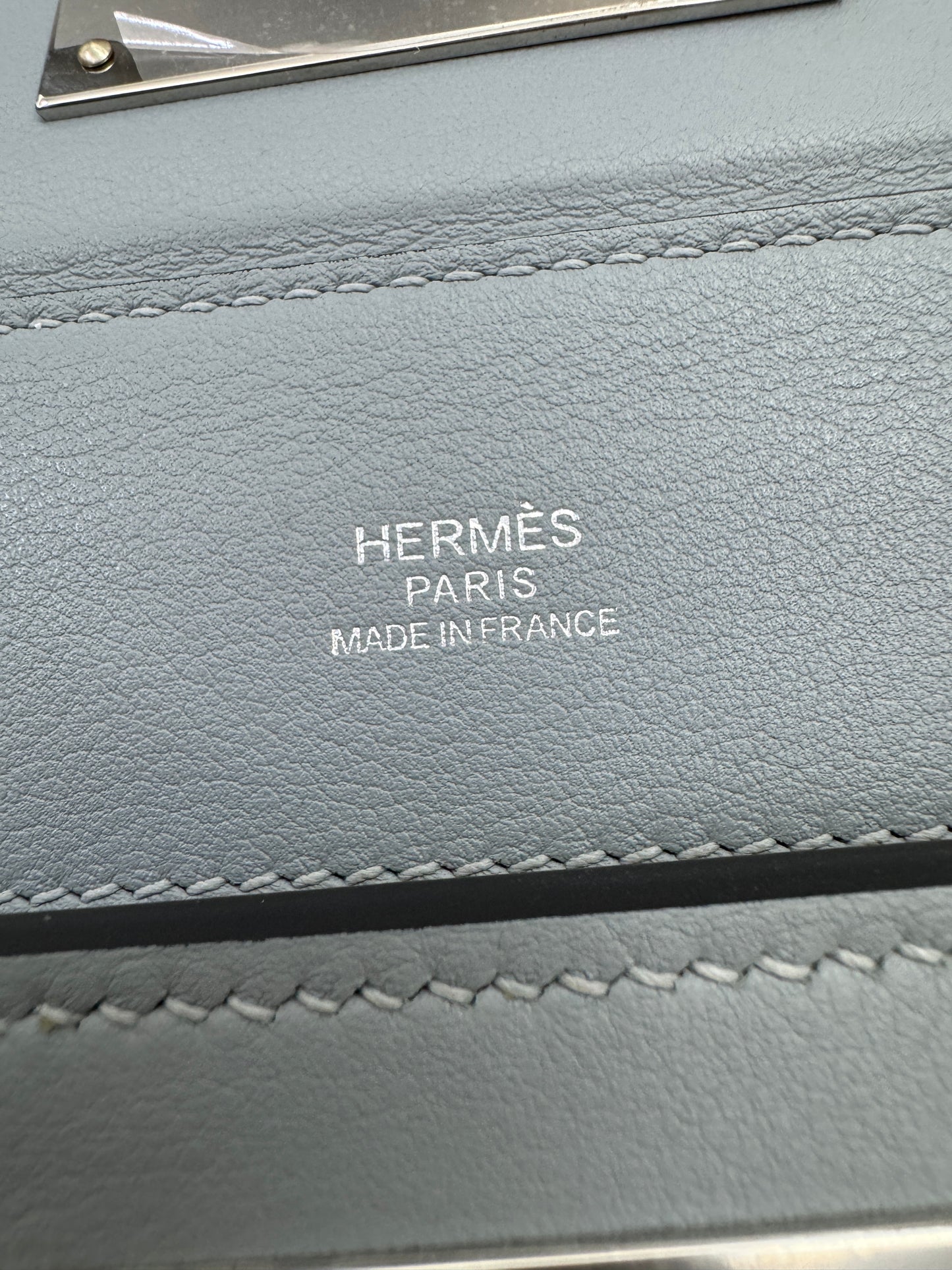 HERMES Mini 2424 木偶灰銀扣 Evercolor Gris Platin PHW