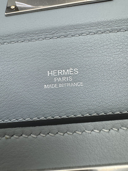 HERMES Mini 2424 木偶灰銀扣 Evercolor Gris Platin PHW
