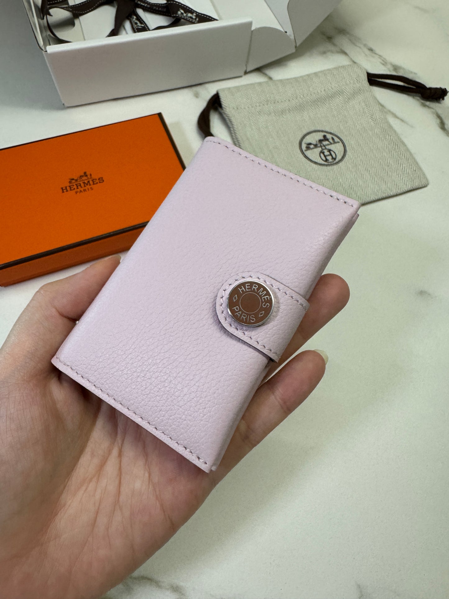 HERMES R.M.S. Card Holder 夢幻紫拼金棕 Evergrain