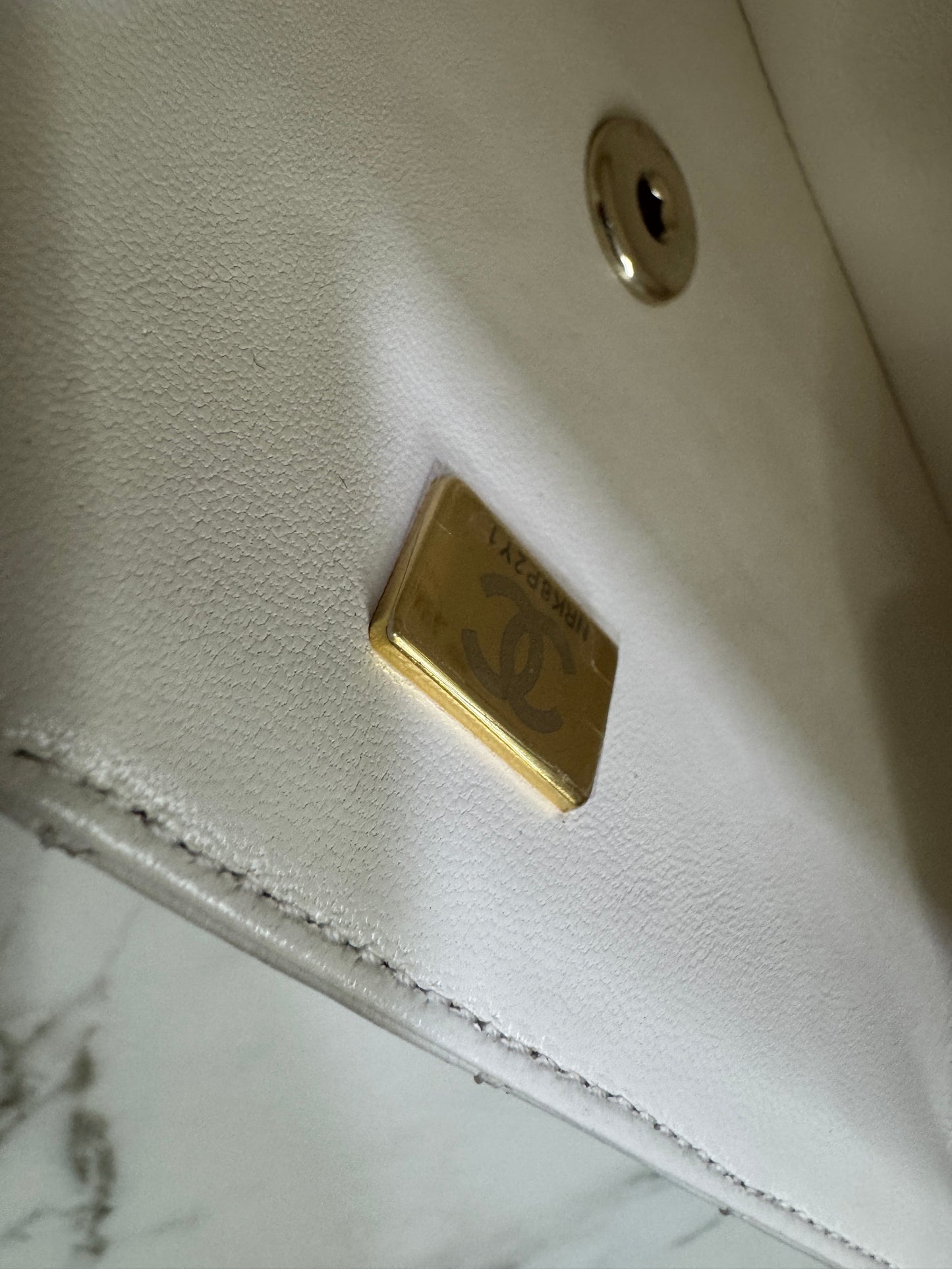 CHANEL 23A水鑽手柄 Mini CF Handle 白色