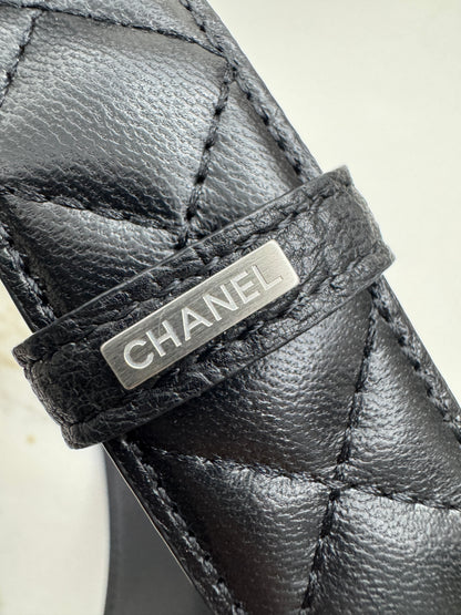 CHANEL 菱格紋穿皮鏈扣皮帶