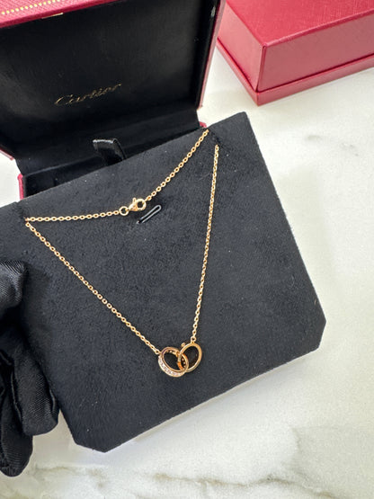 CARTIER Love 雙環項鏈 玫瑰金