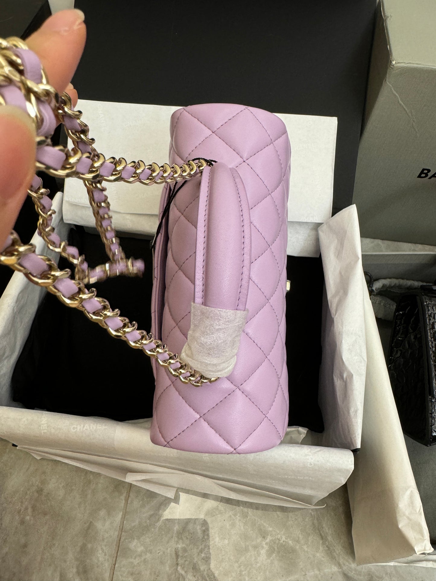 CHANEL mini cf with top handle 粉紫色 24P