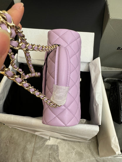 CHANEL mini cf with top handle 粉紫色 24P