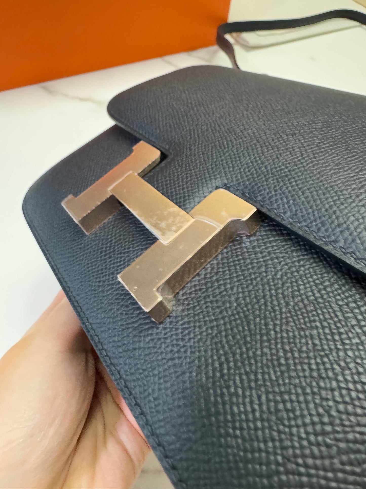 HERMES Mini Constance 黑色 玫瑰金扣 Epsom