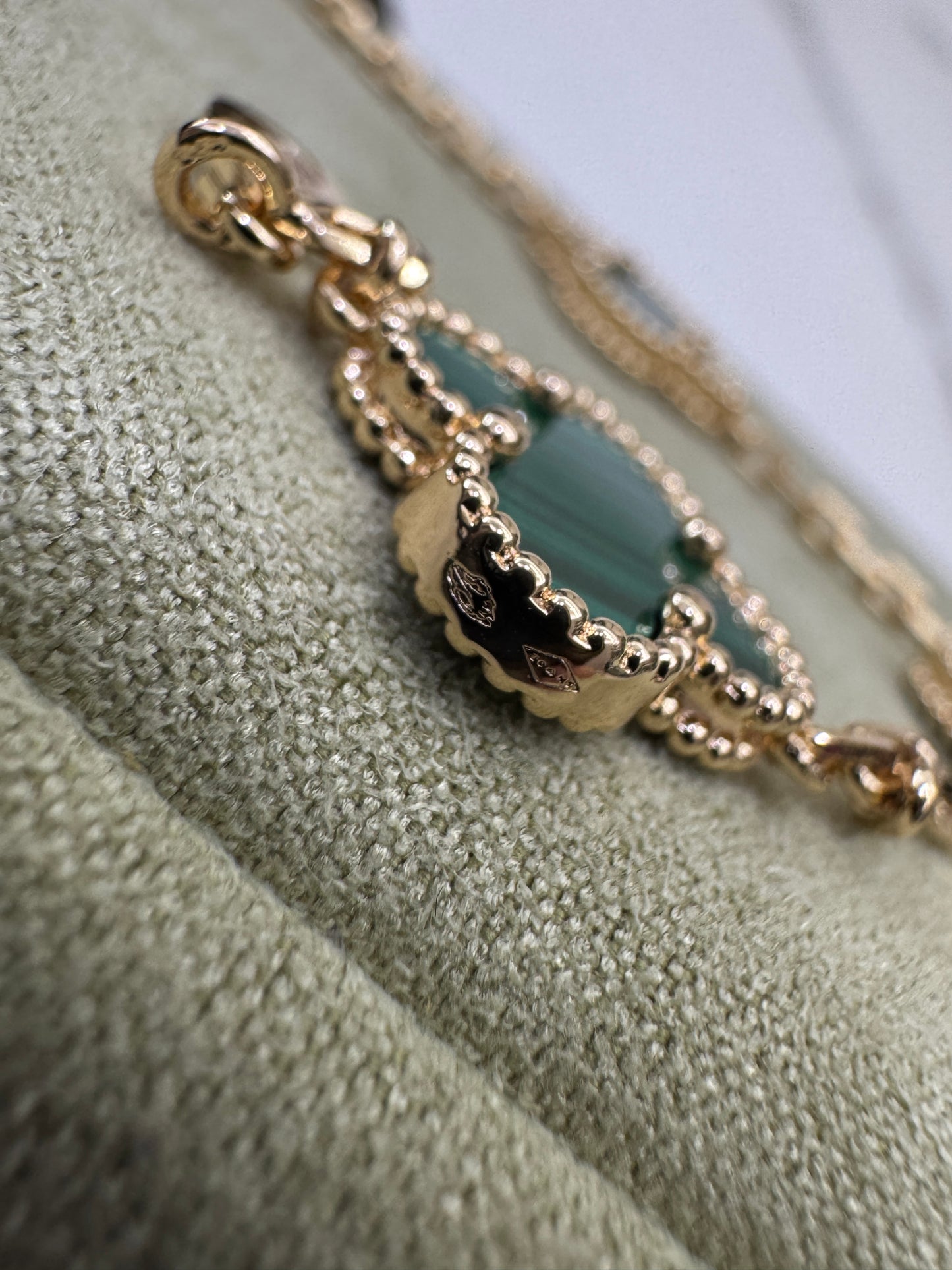 VCA 五花孔雀石 Vintage Alhambra 5 Motifs Bracelet Malachite