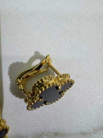VCA Vintage Alhambra Earrings 黑玉髓