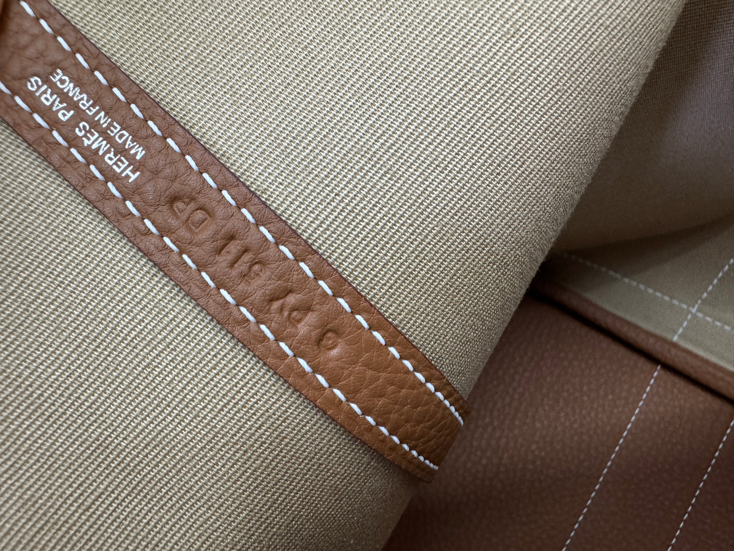 HERMES Garden Party 36 金棕拼風衣灰帆布 Negonda/ Canvas