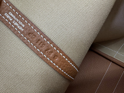 HERMES Garden Party 36 金棕拼風衣灰帆布 Negonda/ Canvas