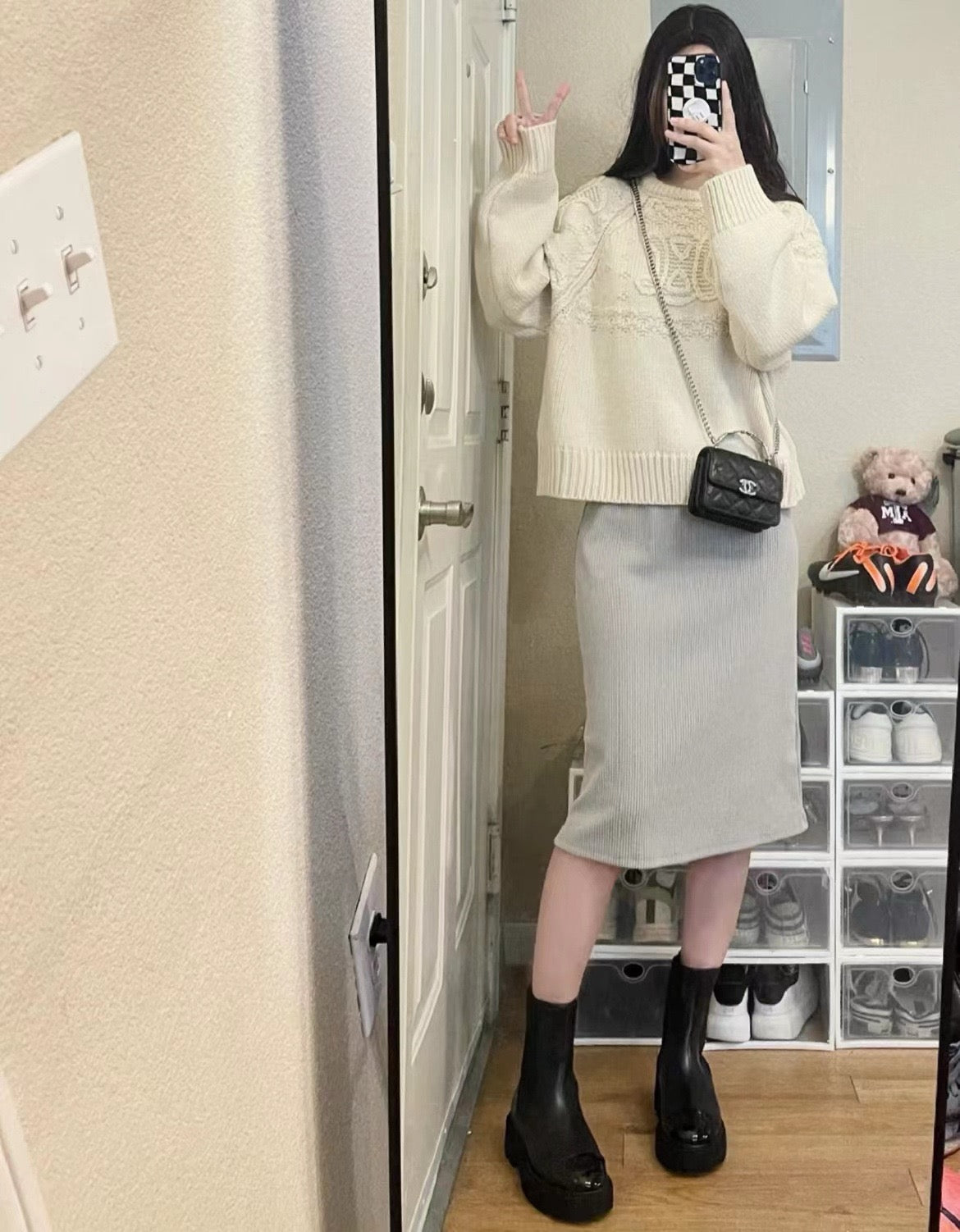 CHANEL 厚底切爾西 Chelsea Boots 漆皮拼牛皮