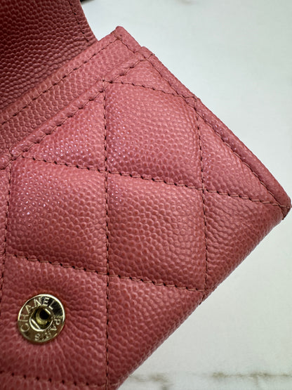 CHANEL CF Cardholder 珊瑚粉 牛皮
