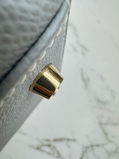 HERMES Kelly 25 冰川藍拼奶昔白 Epsom 香檳金扣 8U Bleu Glacier/ 10 Craie PBHW