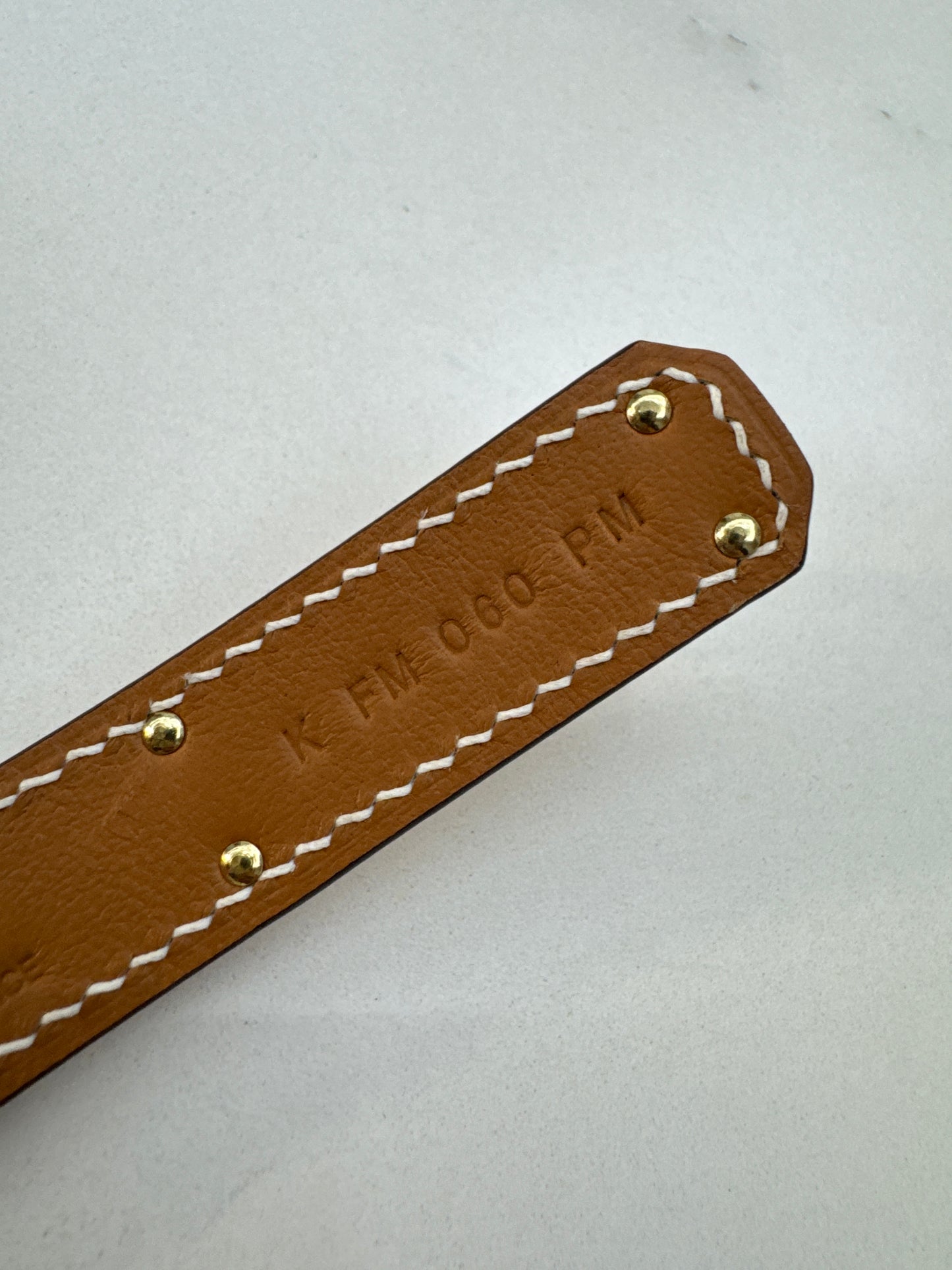 HERMES Kelly 皮帶 金棕金扣 【手縫版】