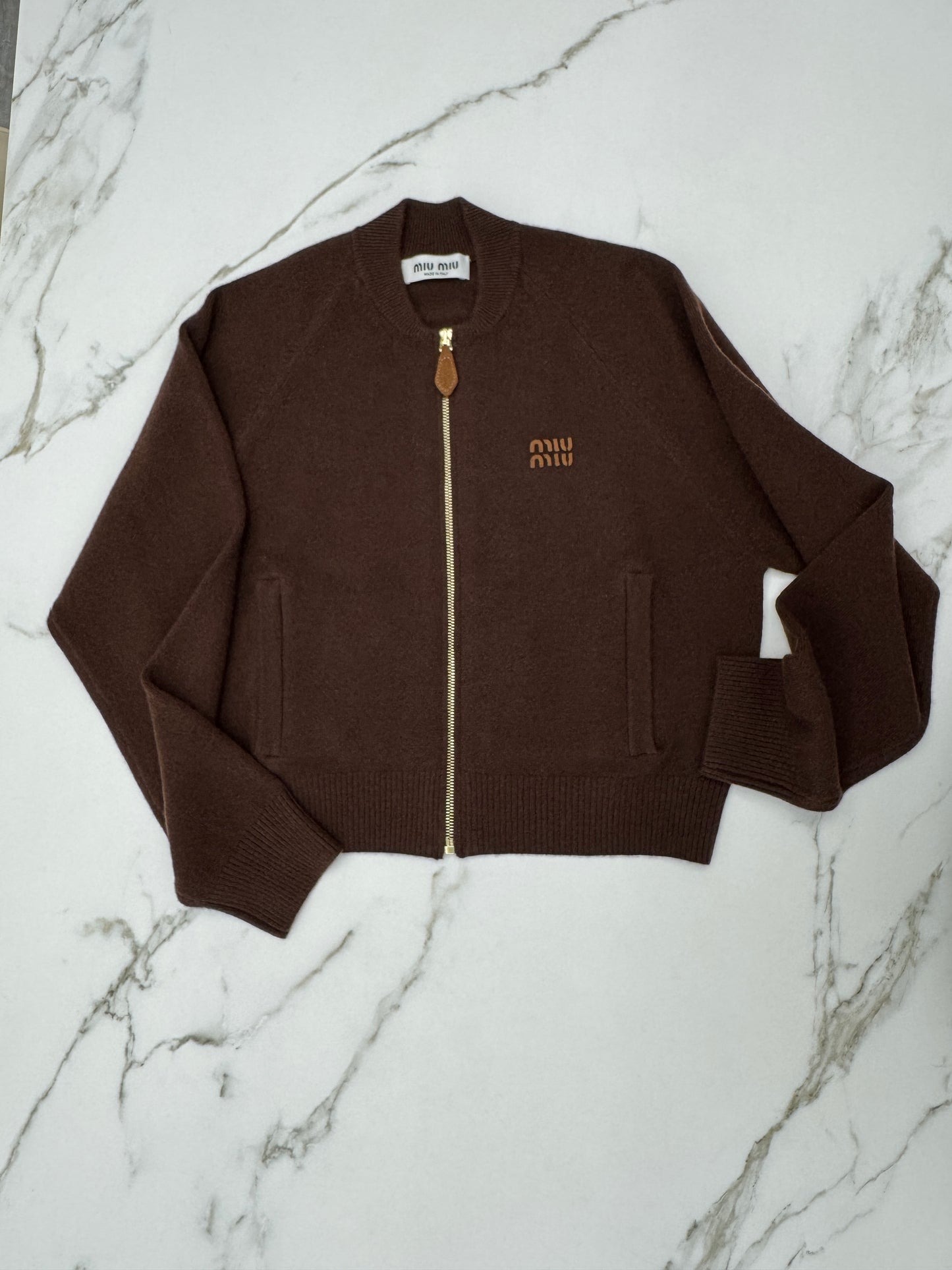 MIU MIU 深棕色針織短外套