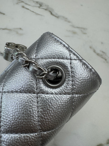 CHANEL 25B調節扣 銀色方胖子 Mini CF Square Caviar Calfskin