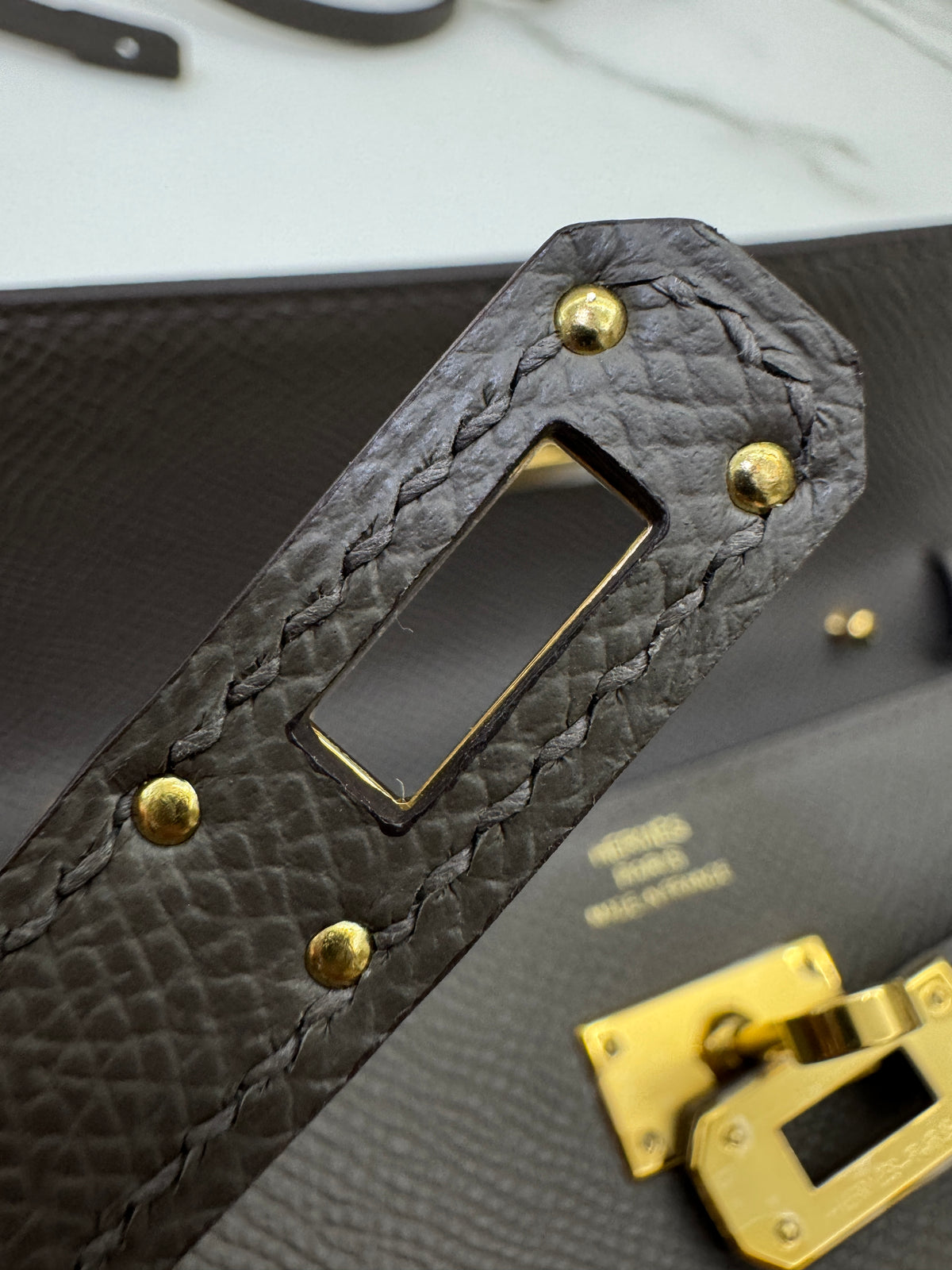 HERMES Kelly to-go 錫器灰金扣 Epsom