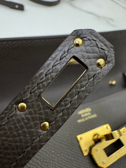 HERMES Kelly to-go 錫器灰金扣 Epsom