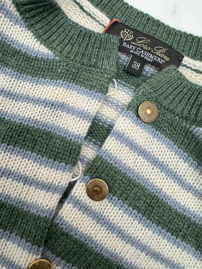 LORO PIANA Baby Cashmere Fobello Stripes Cardigan Green