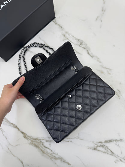 CHANEL CF25 Medium 黑銀牛