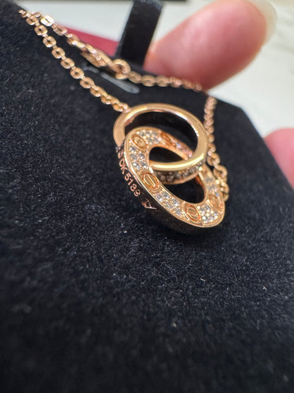 CARTIER Love Necklace 滿天星小圓餅項鏈 玫瑰金