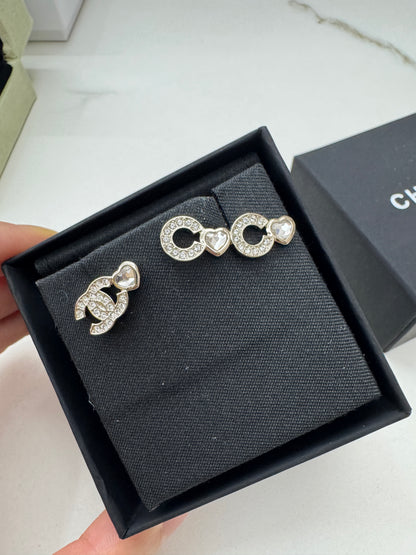 CHANEL 25B Coco愛心鴛鴦耳環