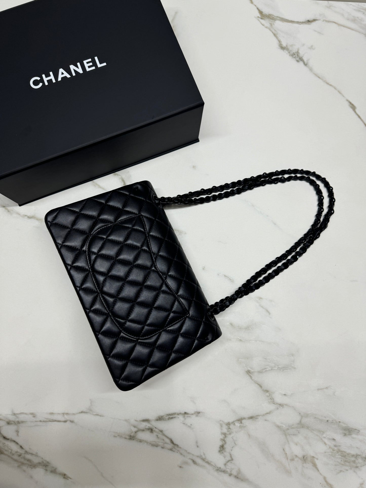 CHANEL CF25 so black 閃粉黑/珠光黑 羊皮 Classic Flap Medium