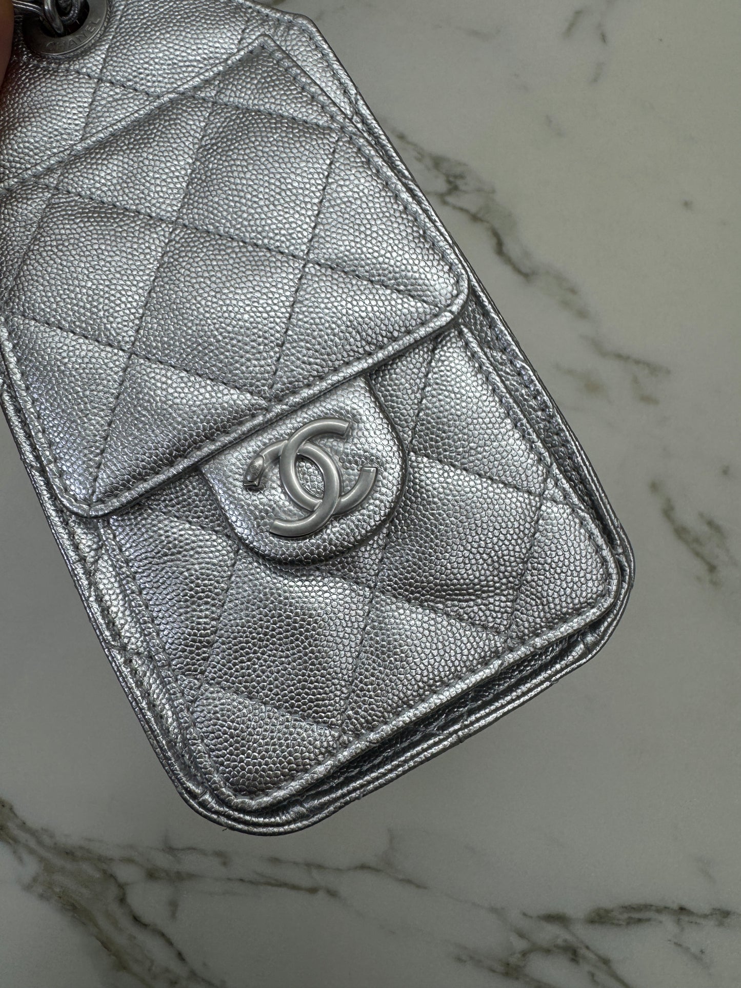 CHANEL Mini 25 Bag 銀色荔枝皮銀扣 Silver Caviar Calfskin PHW