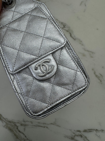 CHANEL Mini 25 Bag 銀色荔枝皮銀扣 Silver Caviar Calfskin PHW