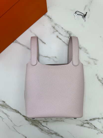 HERMES Picotin Lock 18 夢幻紫銀扣 TC Mauve Pale PHW