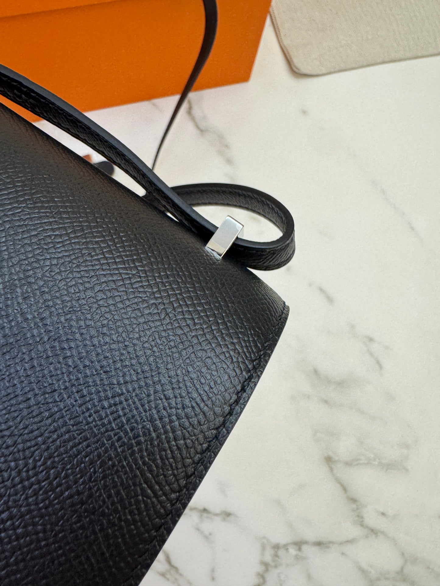 HERMES Mini Constance 新版 附鏡子 黑銀 Epsom PHW