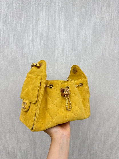 CHANEL Mini 25Bag 麂皮黃色