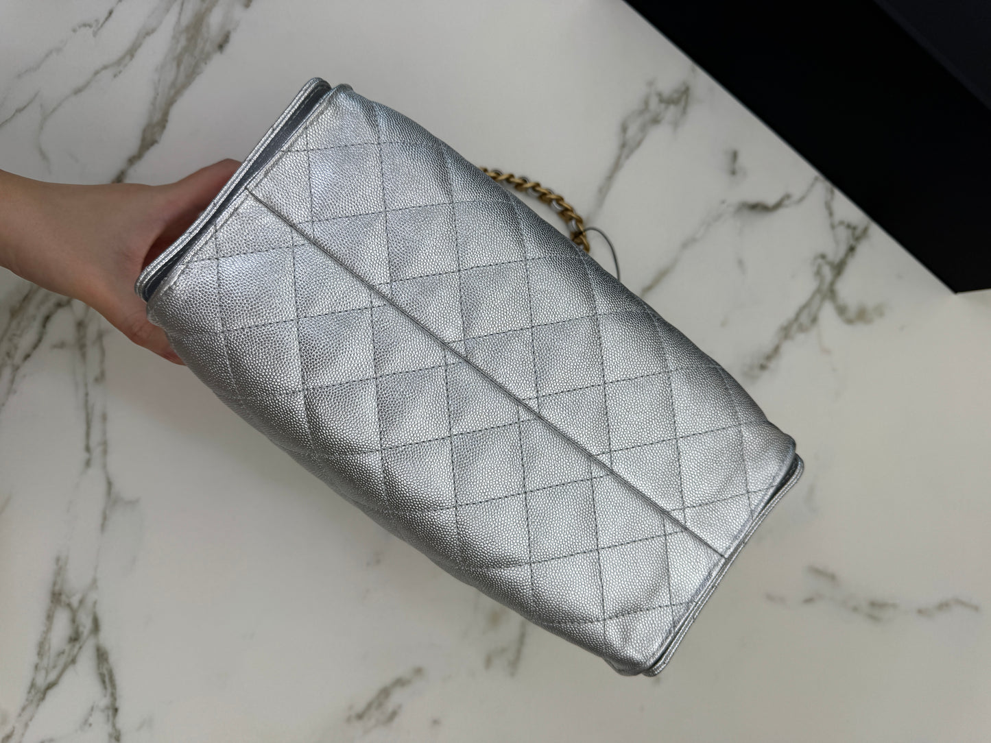 CHANEL 25Bag Small 銀色荔枝皮