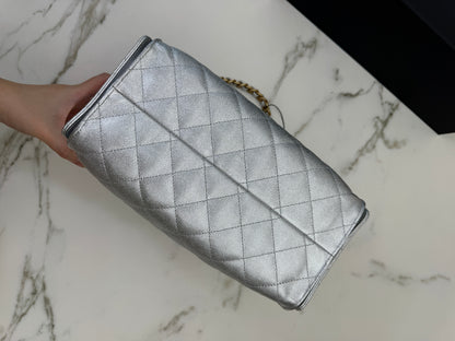 CHANEL 25Bag Small 銀色荔枝皮