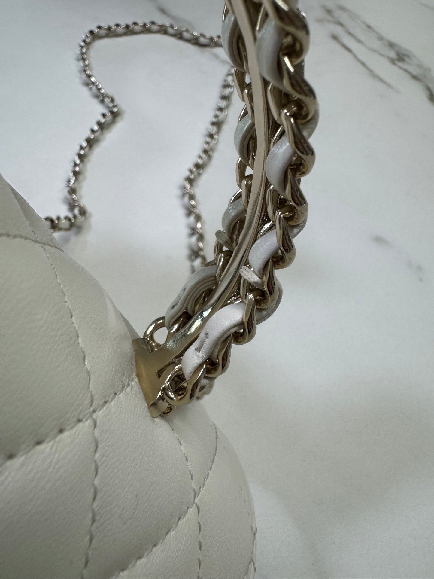 CHANEL 23A水鑽手柄 Mini CF Handle 白色