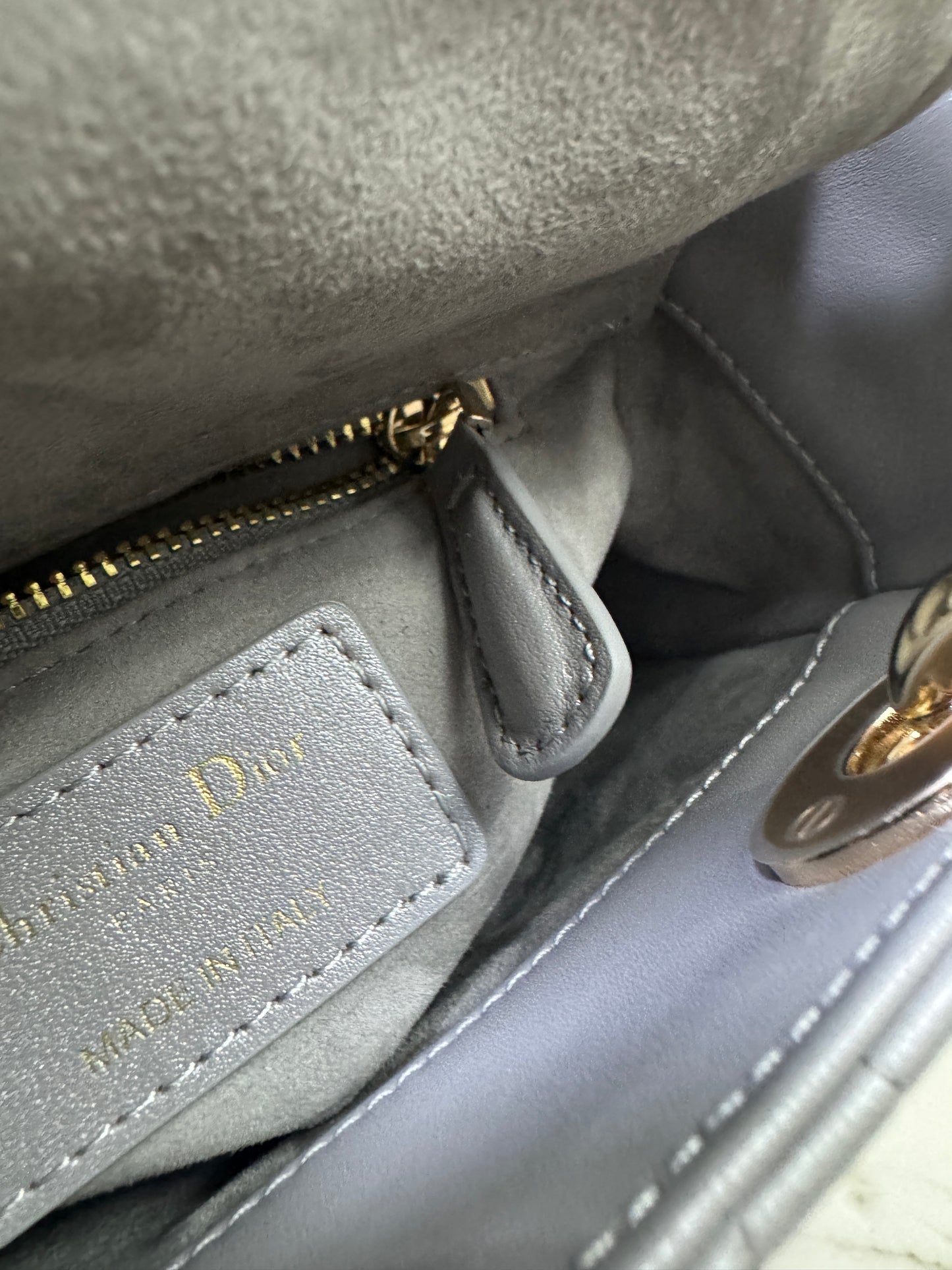 DIOR Lady Dior Mini 珠光灰