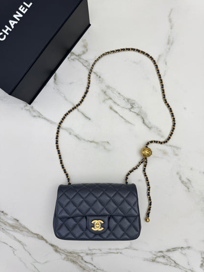 CHANEL 金球 Mini CF20 石墨灰 深灰羊皮