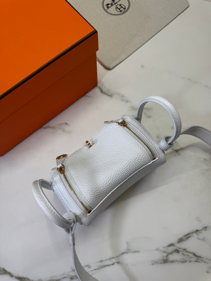 HERMES Mini Lindy II 純白色TC 金扣 GHW