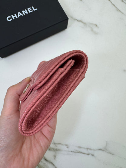 CHANEL CF Cardholder 珊瑚粉 牛皮