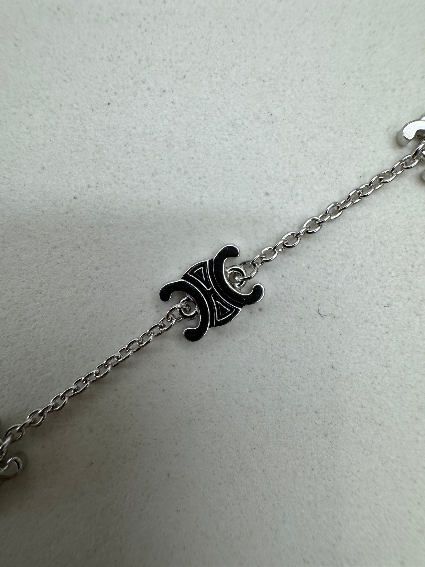 CELINE 凱旋門五花Logo手鏈 銀色