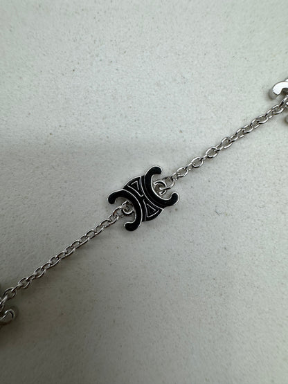 CELINE 凱旋門五花Logo手鏈 銀色