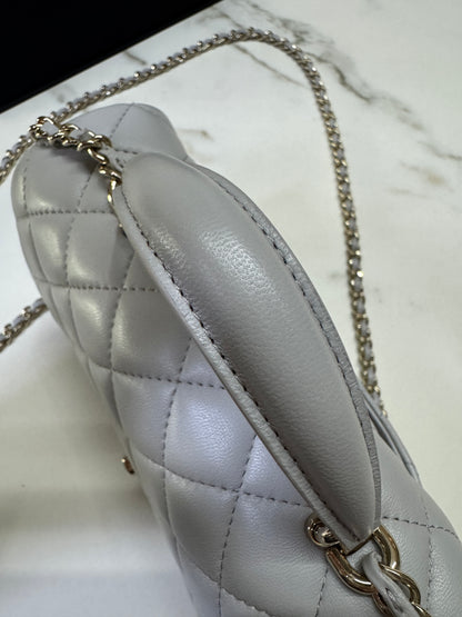 CHANEL Mini CF Handle 25P 淺灰色羊皮