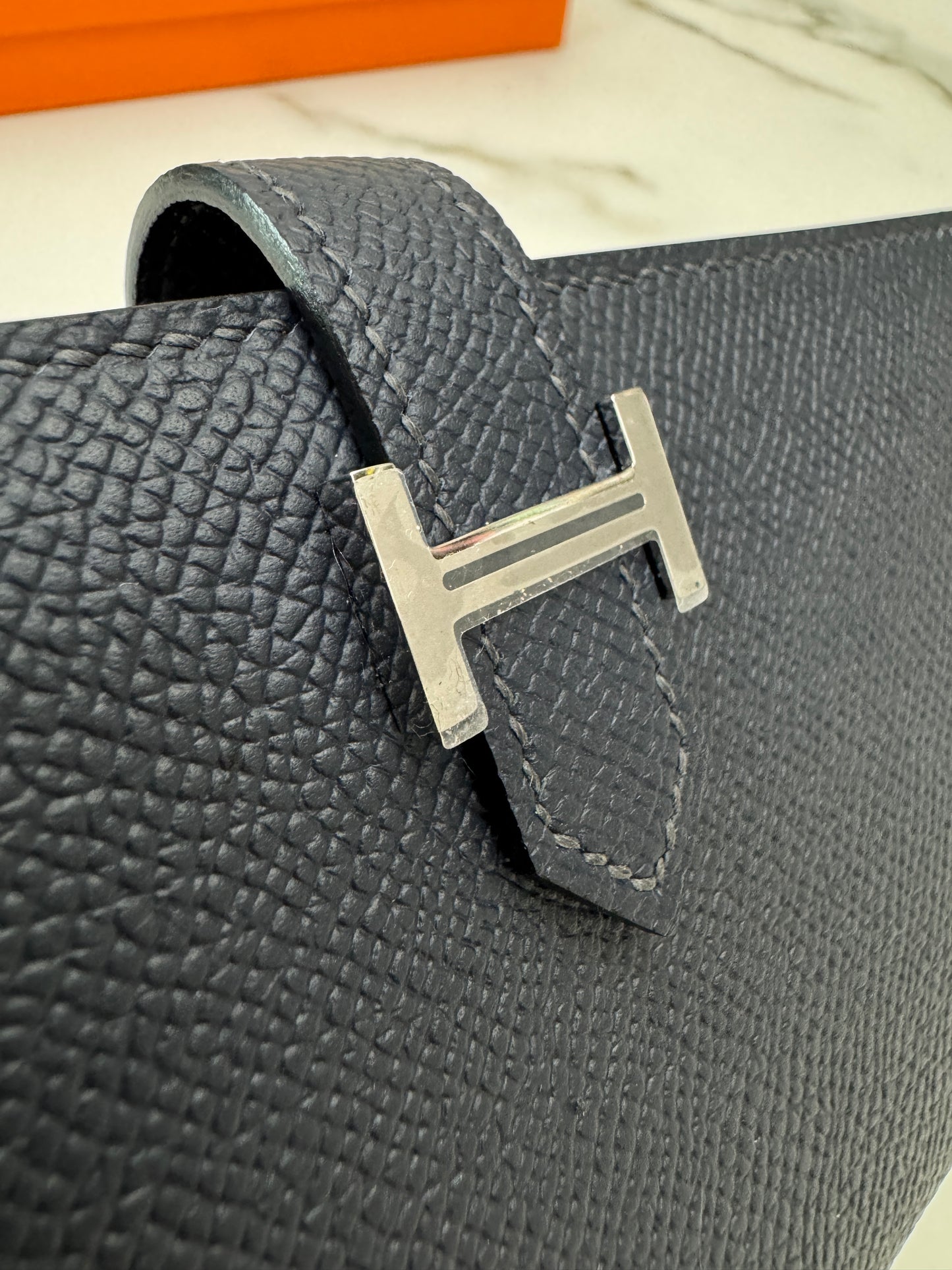 HERMES Bearn Wallet 午夜藍銀扣 Epsom Bleu Nuit PHW