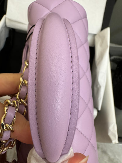 CHANEL mini cf with top handle 粉紫色 24P